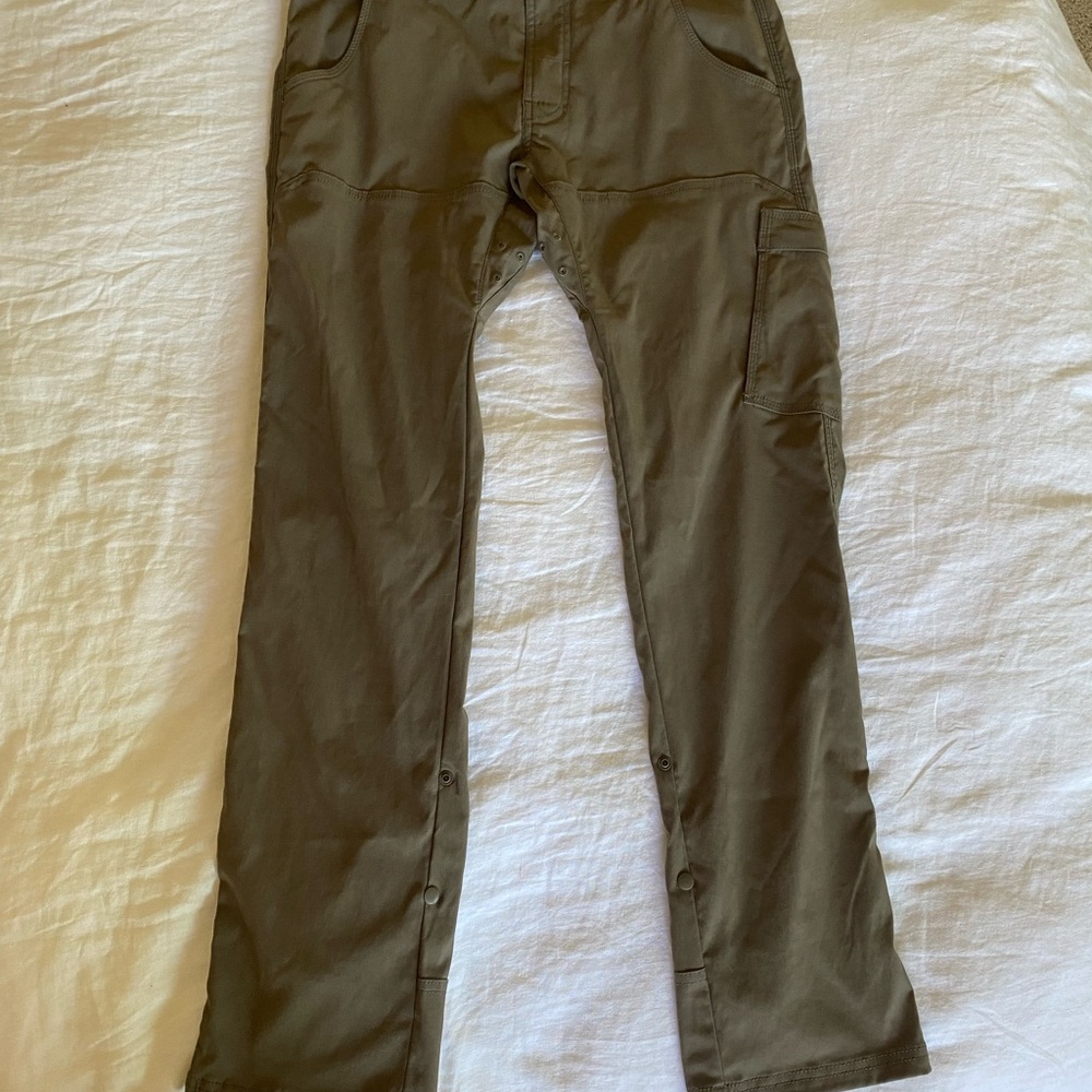 Prana Green Cargo Pants Relaxed Fit Cotton Blend